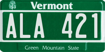 VT license plate ALA421