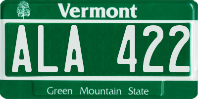 VT license plate ALA422
