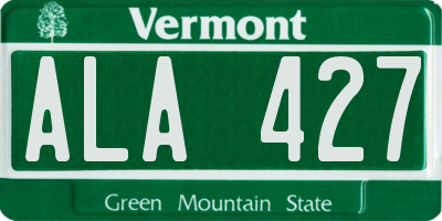 VT license plate ALA427