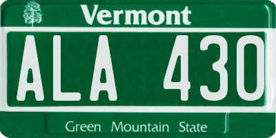 VT license plate ALA430