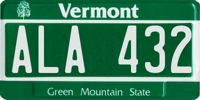 VT license plate ALA432