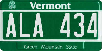 VT license plate ALA434