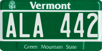 VT license plate ALA442