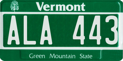 VT license plate ALA443