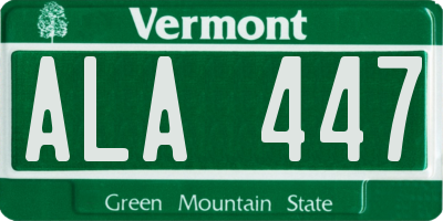 VT license plate ALA447
