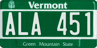 VT license plate ALA451