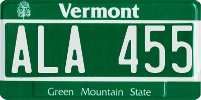 VT license plate ALA455