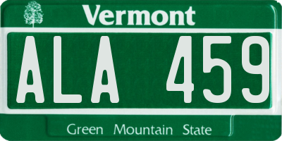 VT license plate ALA459