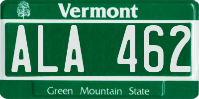 VT license plate ALA462
