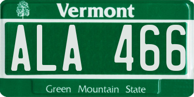 VT license plate ALA466
