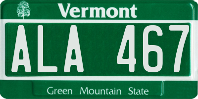 VT license plate ALA467