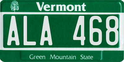 VT license plate ALA468