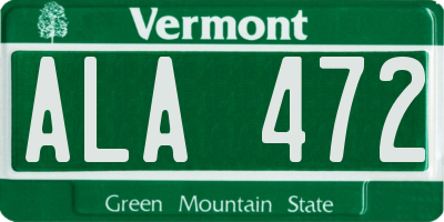 VT license plate ALA472