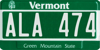 VT license plate ALA474