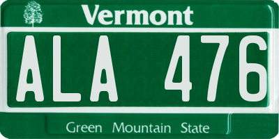 VT license plate ALA476