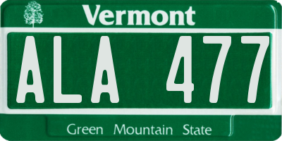 VT license plate ALA477