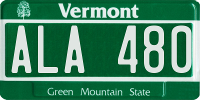 VT license plate ALA480