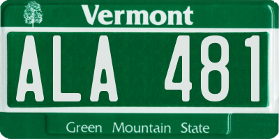 VT license plate ALA481