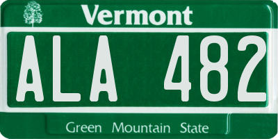 VT license plate ALA482