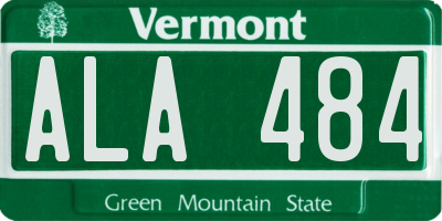 VT license plate ALA484
