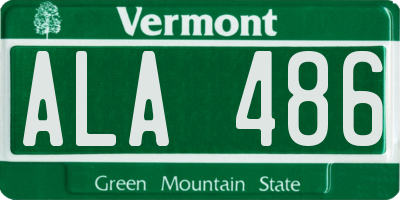 VT license plate ALA486