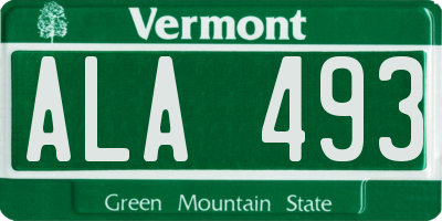 VT license plate ALA493