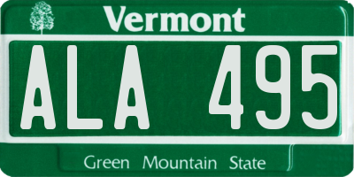 VT license plate ALA495