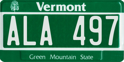 VT license plate ALA497