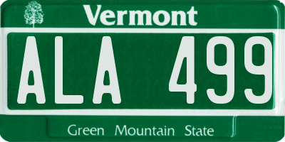 VT license plate ALA499