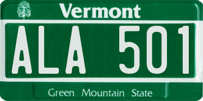 VT license plate ALA501