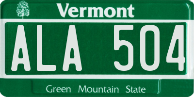 VT license plate ALA504
