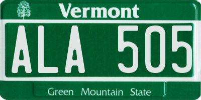 VT license plate ALA505