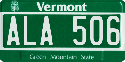 VT license plate ALA506