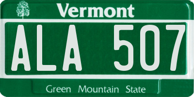 VT license plate ALA507