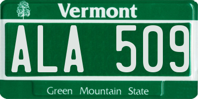 VT license plate ALA509