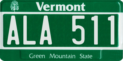 VT license plate ALA511