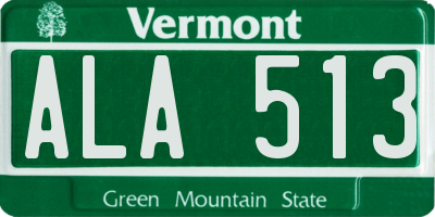 VT license plate ALA513