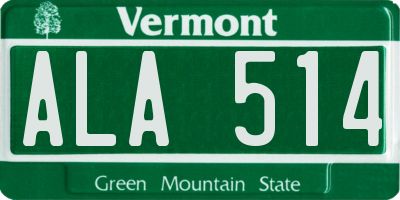 VT license plate ALA514