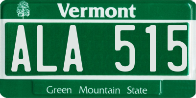 VT license plate ALA515