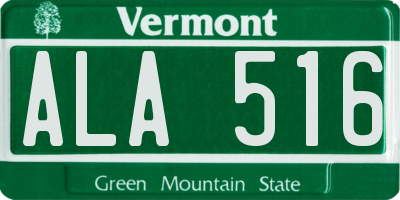 VT license plate ALA516