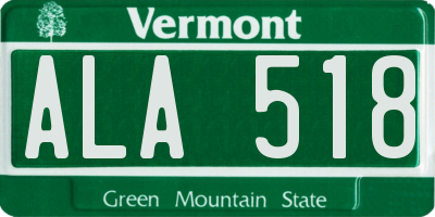 VT license plate ALA518