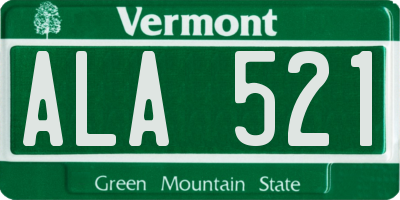 VT license plate ALA521