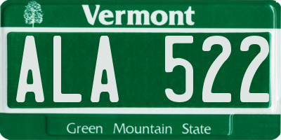 VT license plate ALA522