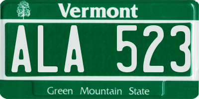 VT license plate ALA523