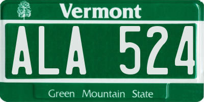 VT license plate ALA524