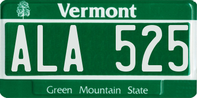 VT license plate ALA525