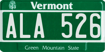 VT license plate ALA526
