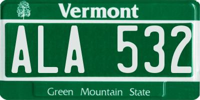VT license plate ALA532