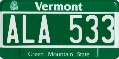 VT license plate ALA533