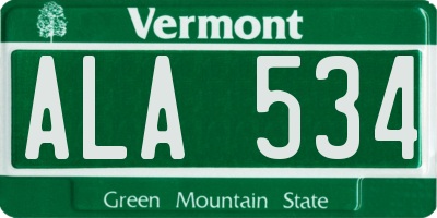VT license plate ALA534